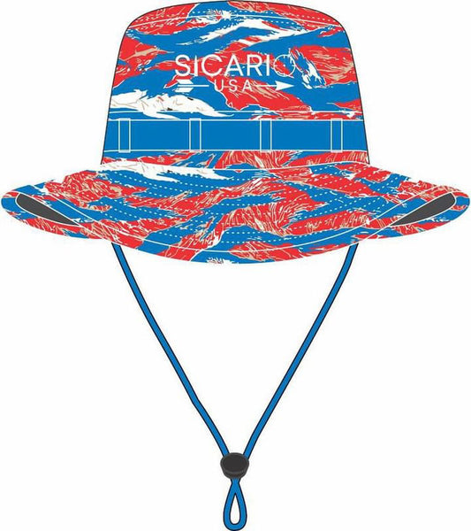 Sicario USA Red, White & Blue Tiger Camo Boonie Bucket Sun Hat
